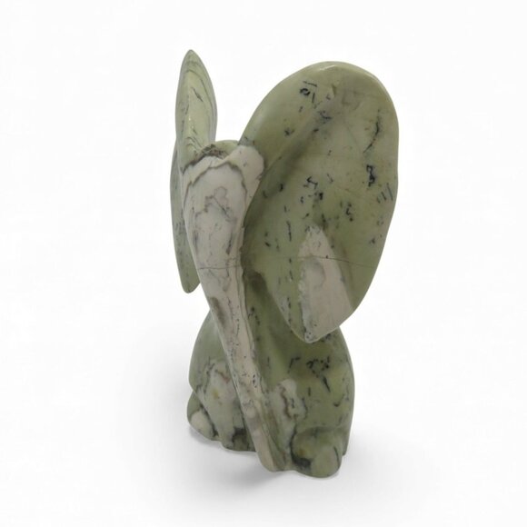 Stone Elephant Hand Carved Green Butter Jade Stone in South Africa Signed 5.5" - Picture 7 of 11